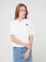TOMMY JEANS Polo Fines Ctes Coupe Cropped Blanc