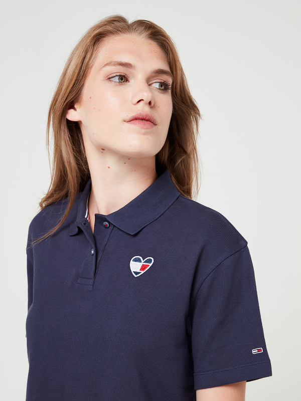 TOMMY JEANS Polo Fines Ctes Coupe Cropped Bleu marine Photo principale