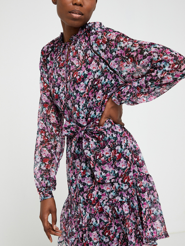 GUESS Robe En Voile Imprime Fleurs Violet Photo principale