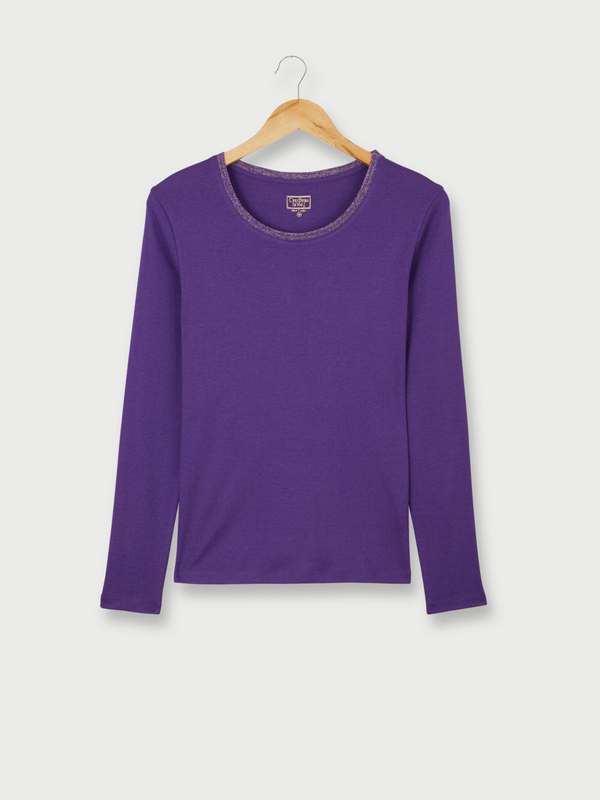 C EST BEAU LA VIE Tee-shirt Coton/modal Uni Violet prune