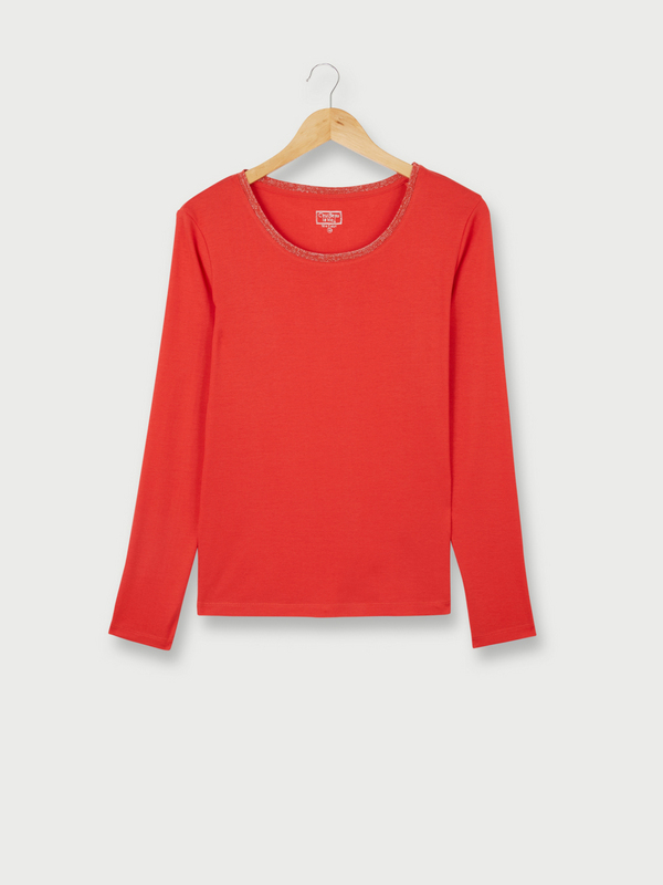 C EST BEAU LA VIE Tee-shirt Coton/modal Uni Rouge 1009903