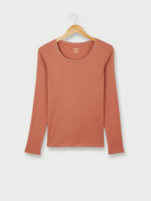 C EST BEAU LA VIE Tee-shirt Coton/modal Uni Rose saumon 1009903
