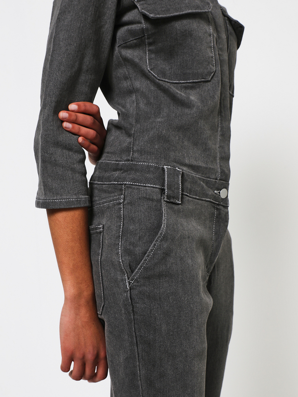 VILA Combi-pantalon En Grey Denim Stretch Gris Photo principale
