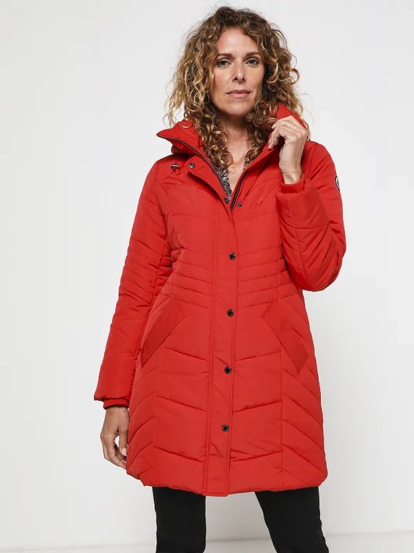 DIANE LAURY Doudoune Avec Capuche En Fourrure Synthtique Rouge