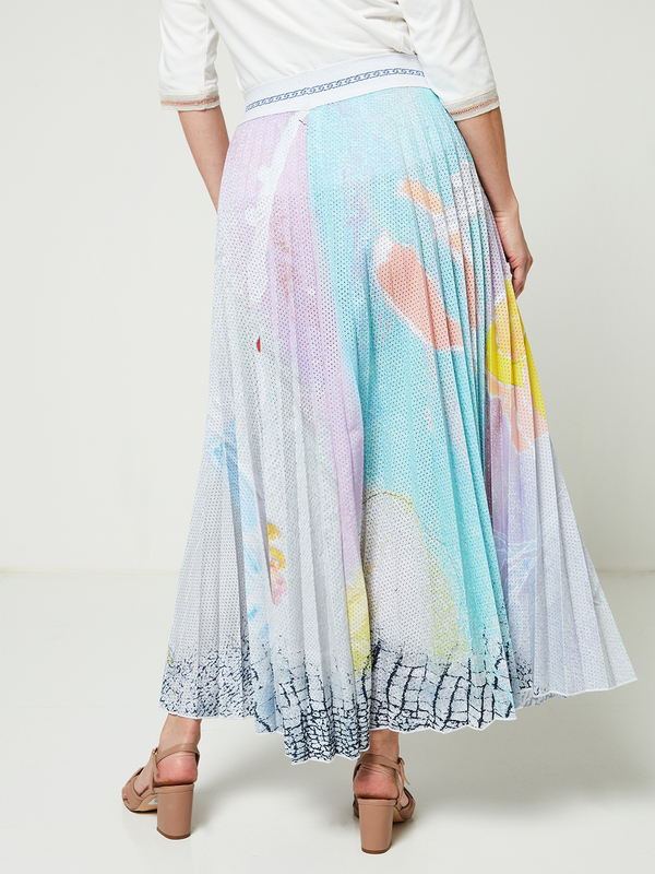 ELISA CAVALETTI Jupe Plisse Soleil Imprime Finement Ajoure Multicolore Photo principale