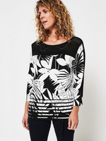 BETTY BARCLAY Pull Loose  Motifs Strass Et Maille Ajoure Noir