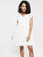 SEE U SOON Robe Courte Romantique Avec Broderie Anglaise Blanc