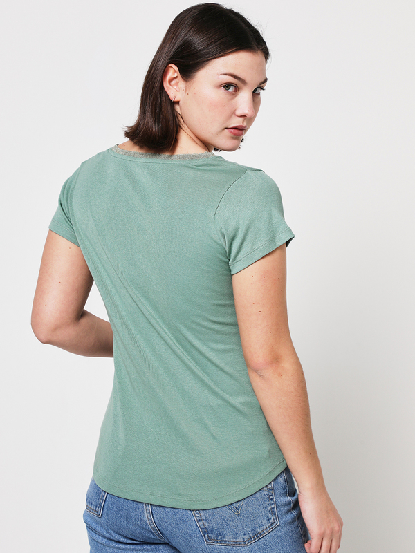 C EST BEAU LA VIE Tee-shirt  Encolure Mtallise Vert bleut Photo principale