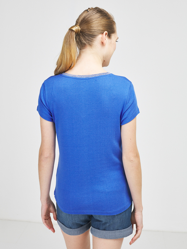 C EST BEAU LA VIE Tee-shirt  Encolure Mtallise Bleu Photo principale