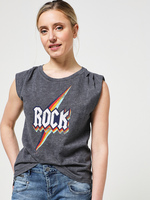 FREEMAN T PORTER Tee-shirt Oversize Rock Vintage Gris
