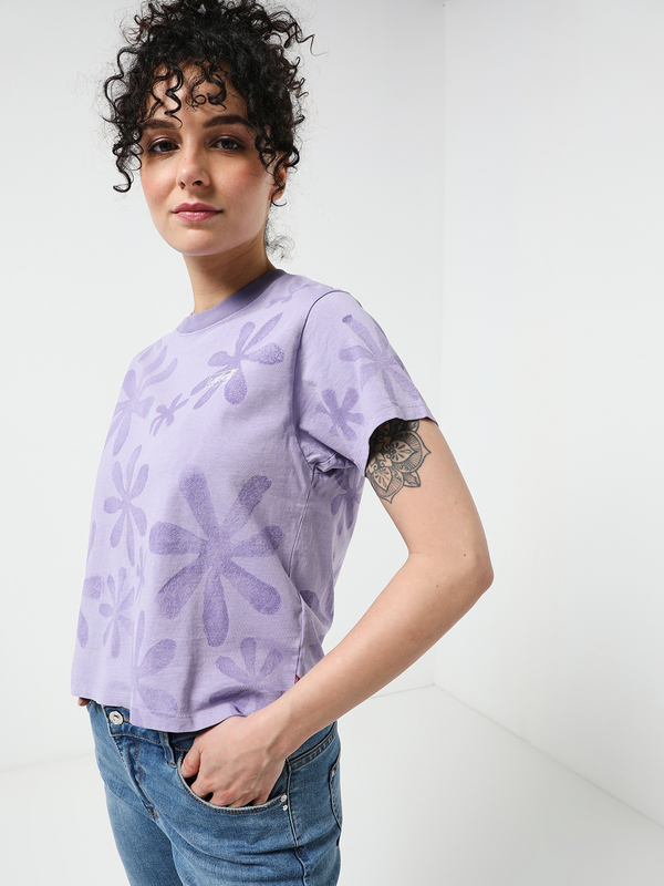 LEVI'S Tee-shirt Court Imprim Varsity Lilas Photo principale