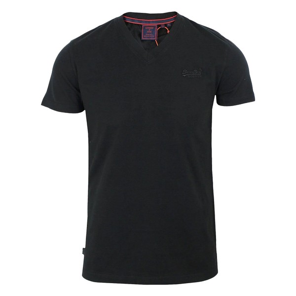 SUPERDRY Tee-shirt Encolure V Mini Logo Brod Noir 1011564