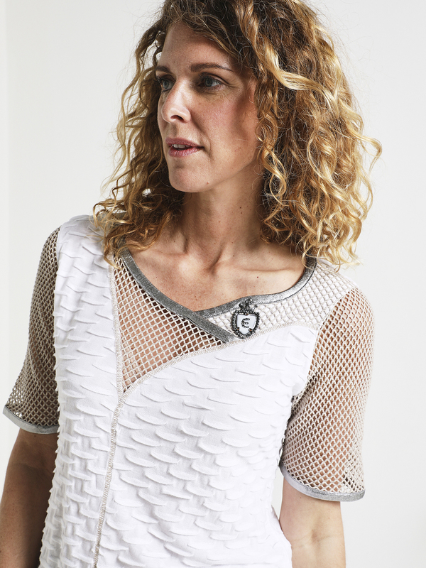 ELISA CAVALETTI Tee-shirt Asymtrique Textur Avec Empicements En Rsille Blanc Photo principale