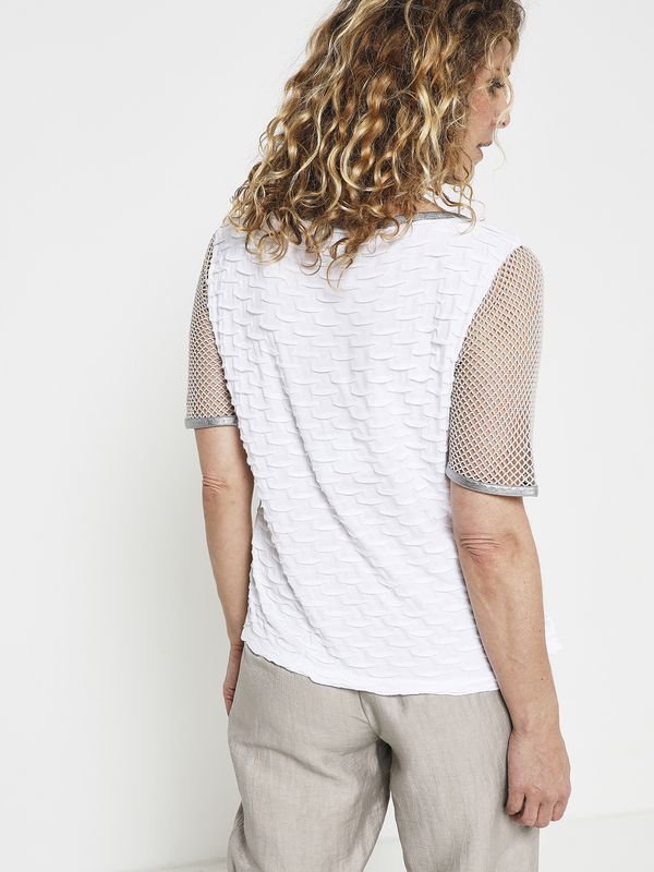 ELISA CAVALETTI Tee-shirt Asymtrique Textur Avec Empicements En Rsille Blanc Photo principale