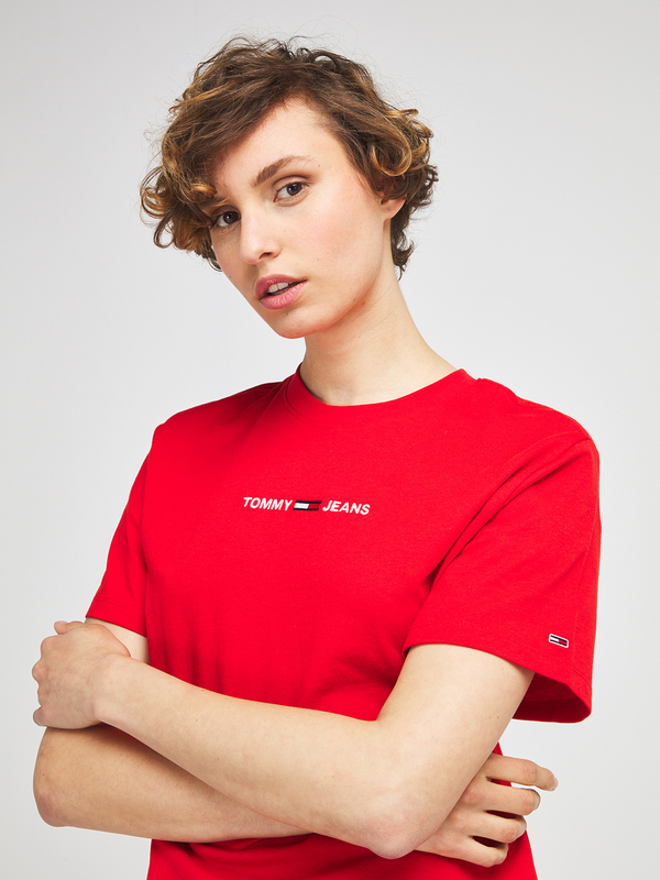 TOMMY JEANS Tee-shirt Cropped Logo Brod Rouge Photo principale