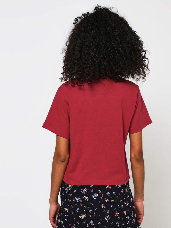 TOMMY JEANS Tee-shirt Cropped Logo Brod Rouge bordeaux Photo principale