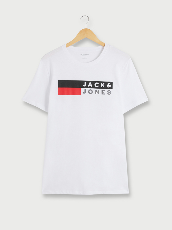 JACK AND JONES Tee-shirt Logo À Rayures Blanc mat