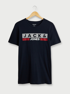 JACK-AND-JONES Tee-shirt Logo À Rayures Bleu Encre