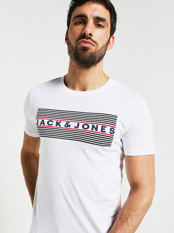 JACK AND JONES Tee-shirt Logo  Rayures Blanc Photo principale