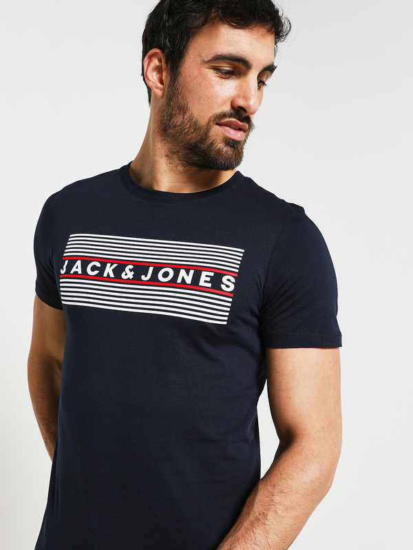 JACK AND JONES Tee-shirt Logo  Rayures Bleu marine Photo principale