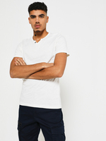 JACK AND JONES Tee-shirt Encolure Tunisienne Blanc