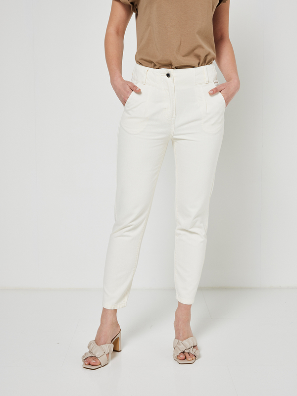 JULIE GUERLANDE Pantalon Coton Uni 7/8 Blanc