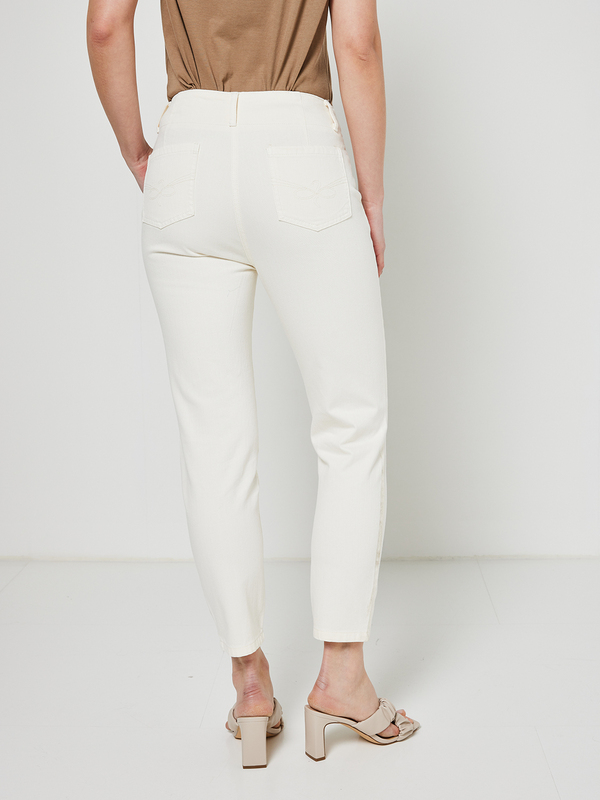 JULIE GUERLANDE Pantalon Coton Uni 7/8 Blanc Photo principale