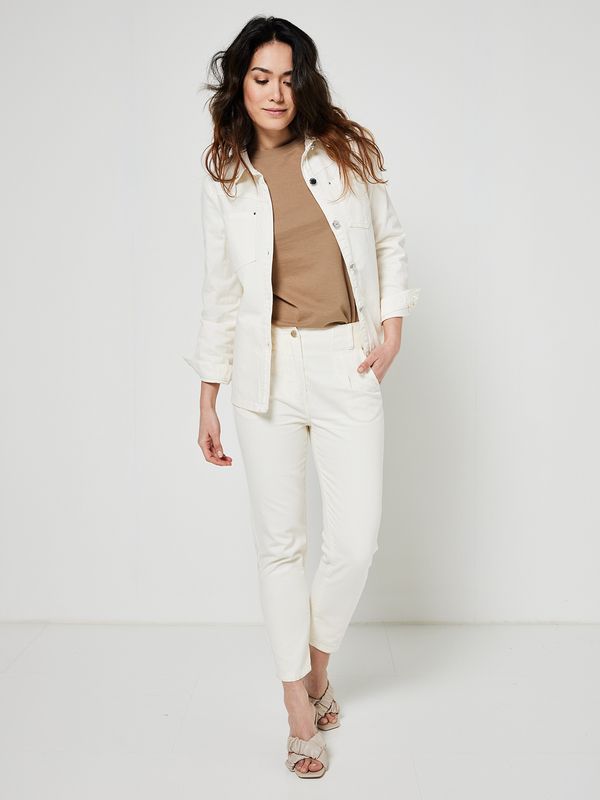 JULIE GUERLANDE Pantalon Coton Uni 7/8 Blanc Photo principale