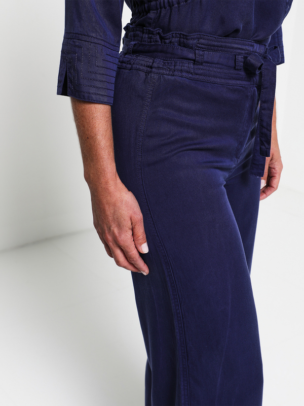 DIANE LAURY Pantalon Tencel Uni Bleu marine Photo principale
