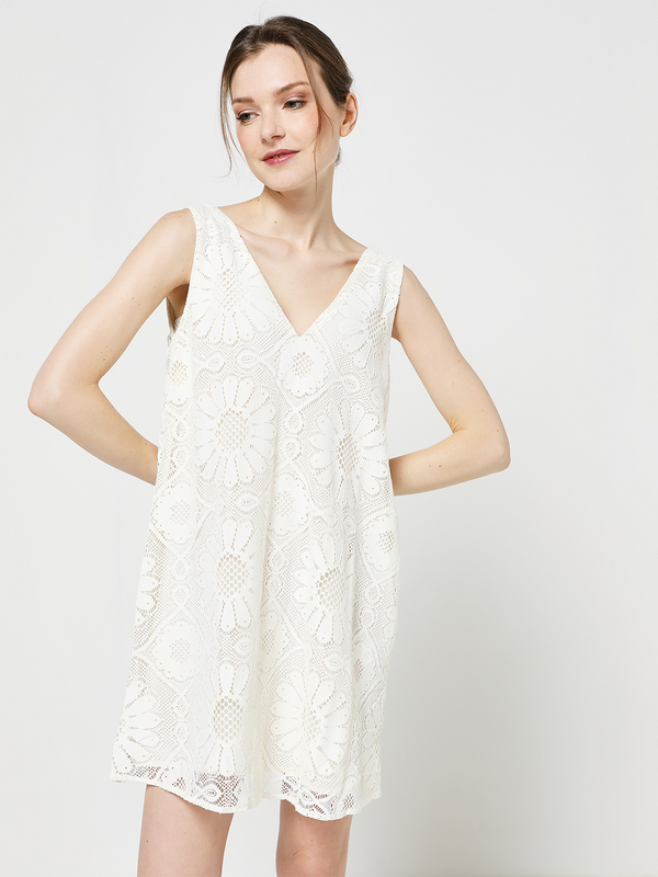 DESIGUAL Robe Ample En Dentelle Blanc Photo principale