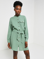 GRACE ET MILA Robe Chemise En Coton Gaufr Uni Vert