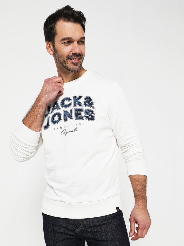 JACK AND JONES Sweat-shirt Logo Feuillage Blanc Photo principale