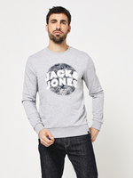JACK AND JONES Sweat-shirt Logo Feuillage Gris