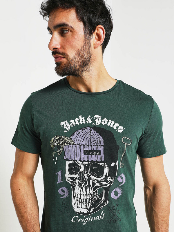 JACK AND JONES Tee-shirt Skull Vert Photo principale