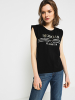 MORGAN Tee-shirt Mancherons Dtails Foil Et Bijou Cœur Noir
