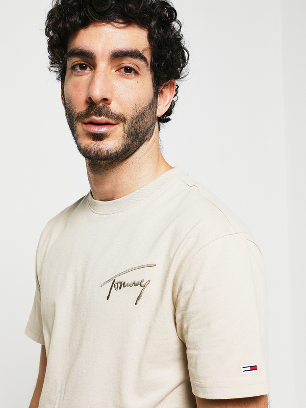 TOMMY JEANS Tee-shirt Logo Brod Beige Photo principale
