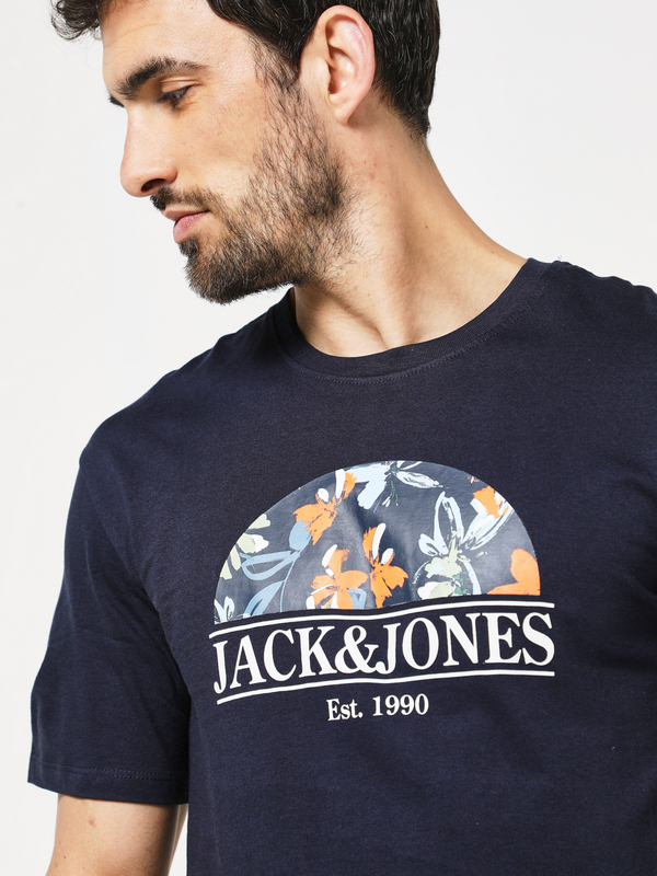 JACK AND JONES Tee-shirt Logo Floral Bleu marine Photo principale