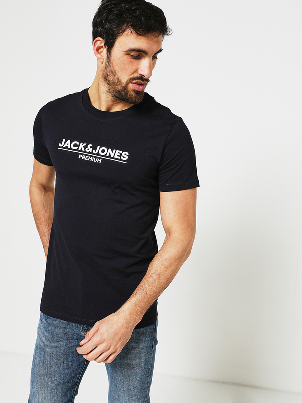 JACK AND JONES Tee-shirt Logo En Relief Bleu marine Photo principale