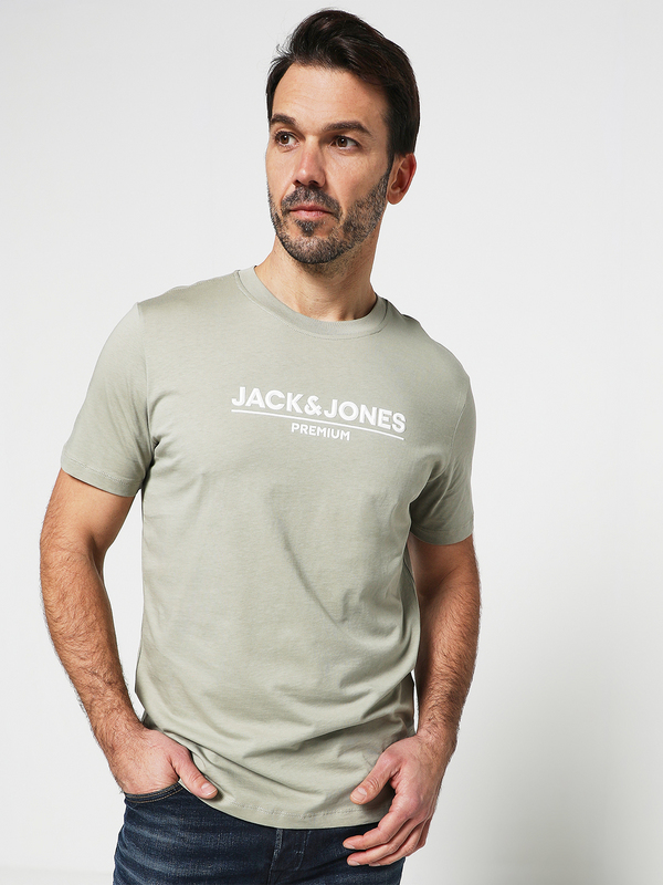 JACK AND JONES Tee-shirt Logo En Relief Vert kaki Photo principale