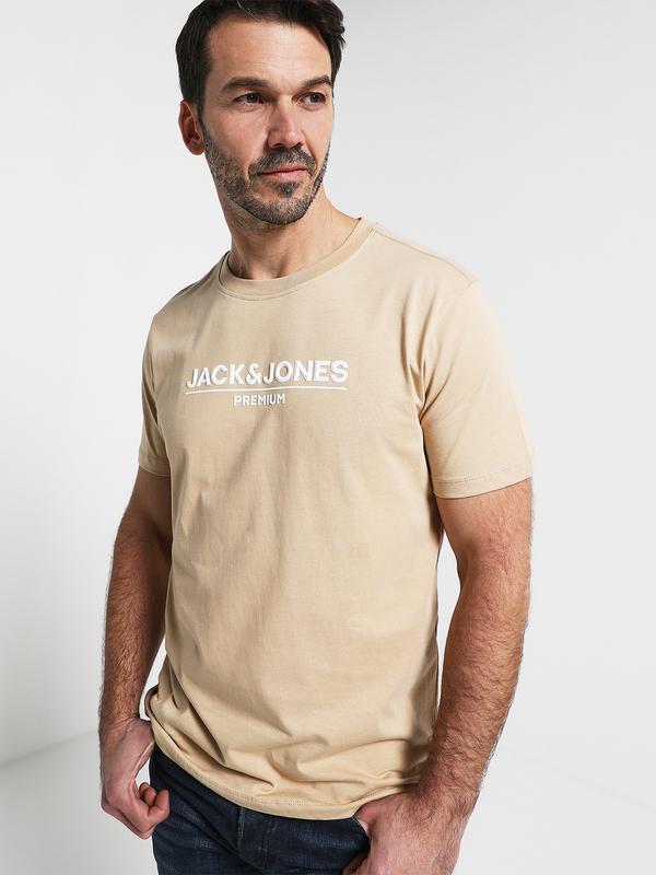 JACK AND JONES Tee-shirt Logo En Relief Beige Photo principale