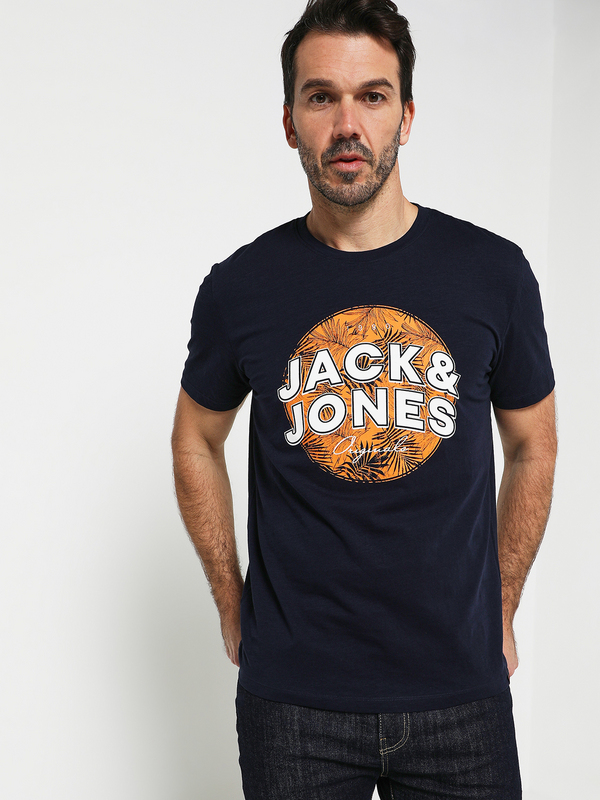 JACK AND JONES Tee-shirt Logo Feuillage Bleu marine Photo principale