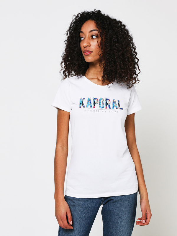 KAPORAL Tee-shirt Logo Fleuri Blanc Photo principale