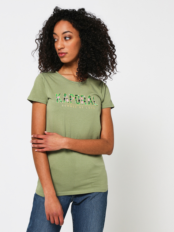 KAPORAL Tee-shirt Logo Fleuri Vert 1012287