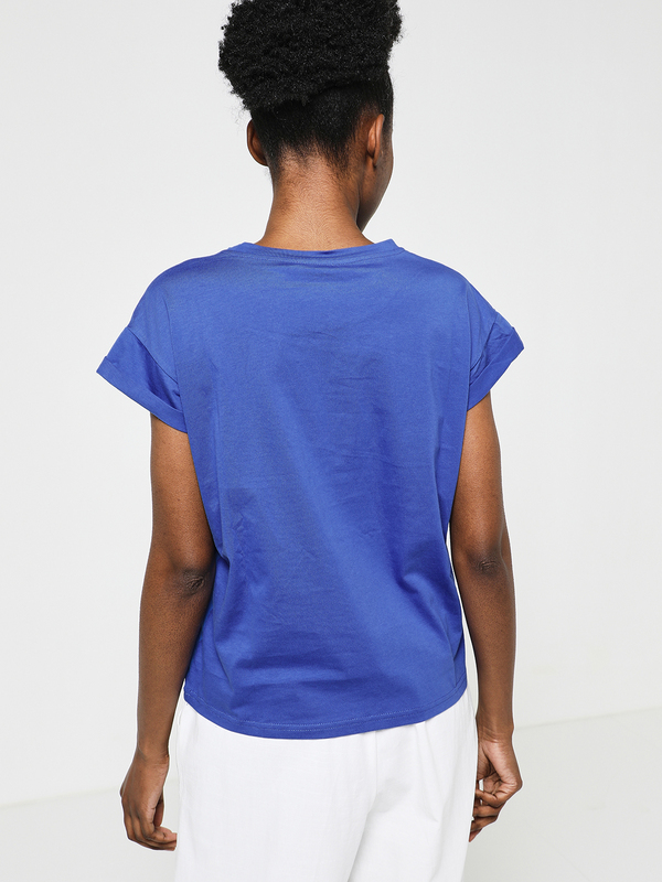 GRACE ET MILA Tee-shirt Message Motif Cœur Bleu Photo principale