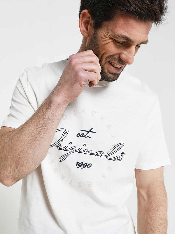 JACK AND JONES Tee-shirt En Coton Avec Signature Blanc Photo principale