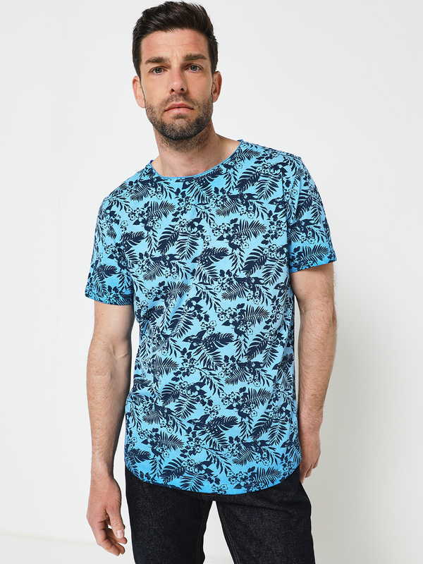 BASEFIELD Tee-shirt À Imprimé Tropical Bleu