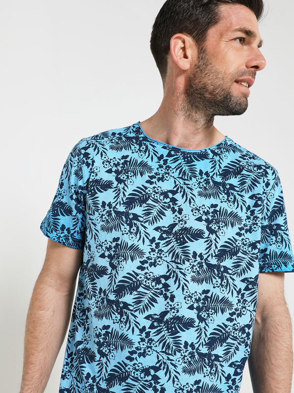 BASEFIELD Tee-shirt  Imprim Tropical Bleu Photo principale