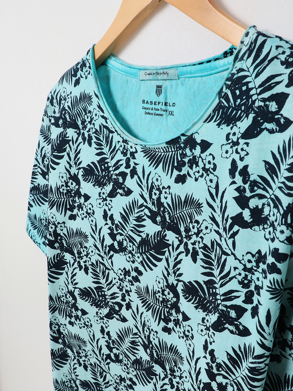 BASEFIELD Tee-shirt  Imprim Tropical Bleu turquoise Photo principale