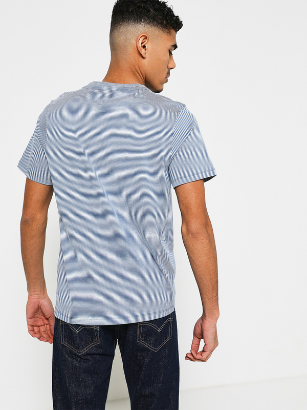 BASEFIELD Tee-shirt Fines Rayures Avec Logo Bleu marine Photo principale