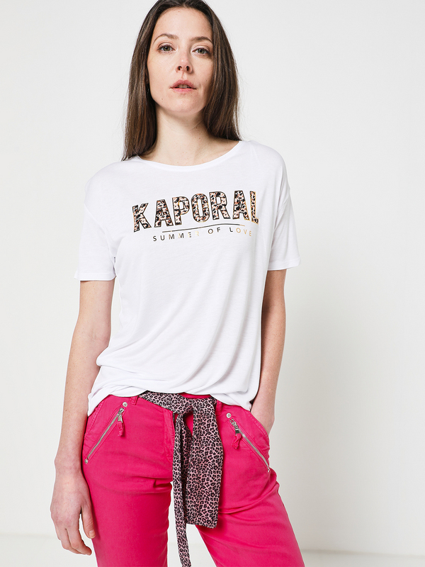 KAPORAL Tee-shirt Motif Léopard Blanc
